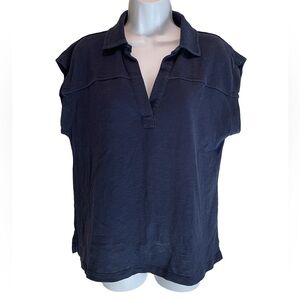 LOFT Navy Blue cap sleeve v-neck top. Size M.